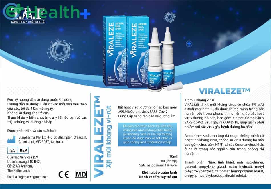 Tờ hướng dẫn sử dụng sản phẩm xịt mũi kháng virus Viraleze
