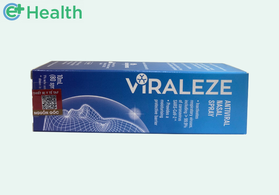 Hộp sản phẩm Viraleze chính hãng có tem chống giả trên nắp hộp